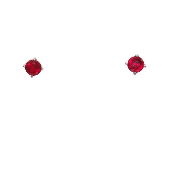 Vintage ATT Thai Silver Earrings with Red Crystal Solitaire, 925 Sterling Studs - Picture 2 of 7
